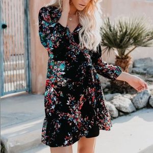 Women’s  long sleeve cross-over wrap dress